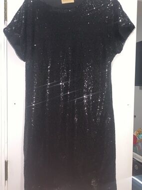 Black Sequin Shift Dress